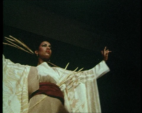 London line, models presenting clothes at student fashion show, UK 1970s Stock Footage 146078012