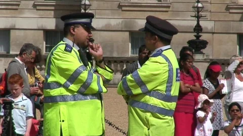 London Metropolitan Police talking Stock Footage