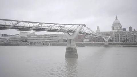 London Millenium Bridge Stock Footage