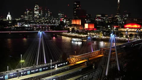 London at night from the sky Stock Footage 264687339