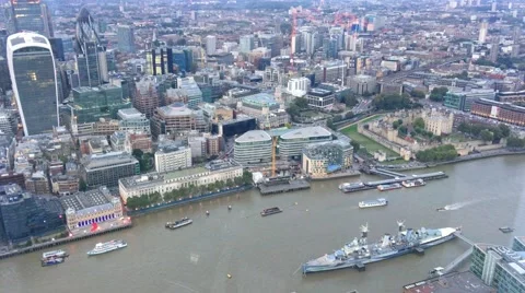 London northern side aerial view with City skyscrapers Stock Footage