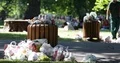 London Park with Trash Can Garbage Dumpster with Plastic Bags Food and Paper Box 4k or 4k+ Resolution