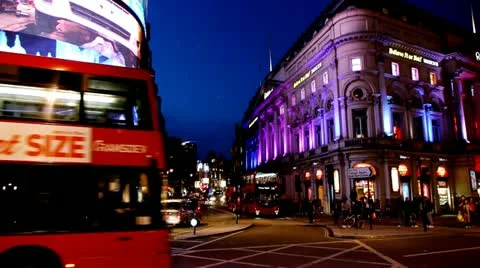 London Picadilly Circus Night Stock Footage