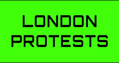 London protest text green screen, masked glitched effect. Video stock 132618241