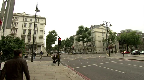 London public phone boxes at intersection Stock Footage 36670614