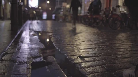 London puddle night Stock Footage 125916991