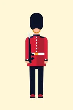 London Queens guard Vector flat illustration of a British soldier in uniform Stock-Illustration
