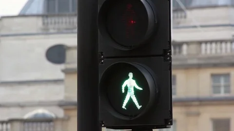 London red and green man traffic lights Stock Footage