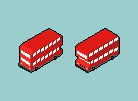 London Red double decker pixel art. pixelated UK Landmark sign. 8 bit Vector  Stock Illustration