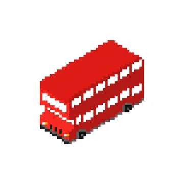 London Red double decker pixel art. pixelated UK Landmark sign. 8 bit Vector  Stock Illustration