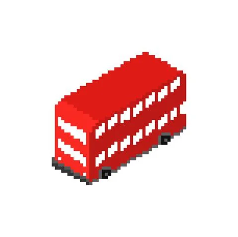 London Red double decker pixel art. pixelated UK Landmark sign. 8 bit Vector  Stock Illustration
