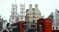 London Red Telephone Box near Westminster Abbey in London, England, UK HD Footage