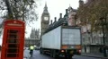 London Red Telephone Box near Parliament Building and Big Ben Clock Tower, UK HD Footage