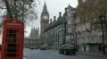 London Red Telephone Box near Parliament Building and Big Ben Clock Tower, UK HD Footage