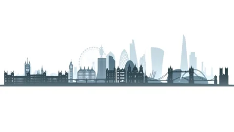 London reflection skyline animation 4K Stock-Footage 315683818