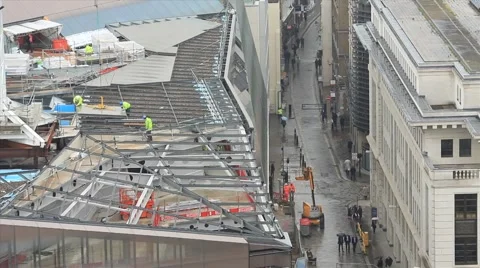 London Rooftop Builders Stock Footage