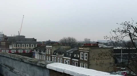 London Rooftops with subway train passing Stock Footage 10764283