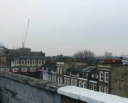London Rooftops with subway train passing Pal Sd Stock Footage 10794226