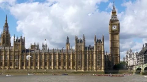 London, rowing boats competition Stock Footage 56582489