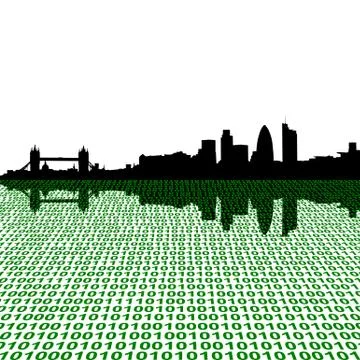London skyline 2011 with binary perspective foreground Stock Illustration