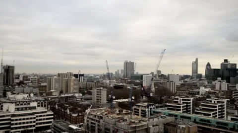 London skyline cranes construction Stock Footage