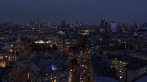 London Skyline At Dusk With Traffic And London Eye 4K Stock Footage