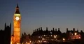 London Skyline with Elizabeth Tower Public Transport on Westminster Bridge Dusk 4k or 4k+ Resolution