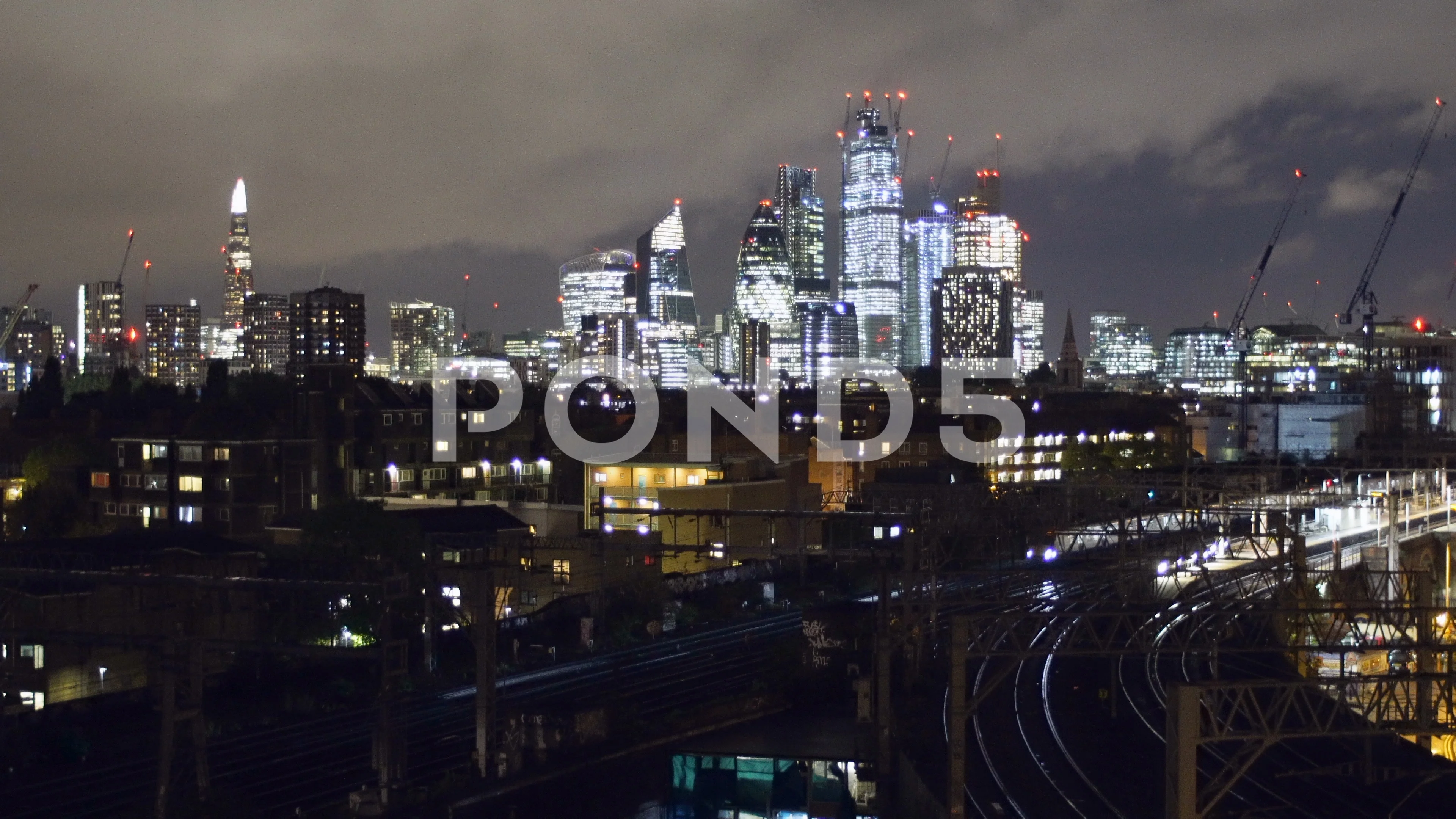 London Skyline Night Stock Video Footage | Royalty Free London Skyline Night  Videos | Pond5