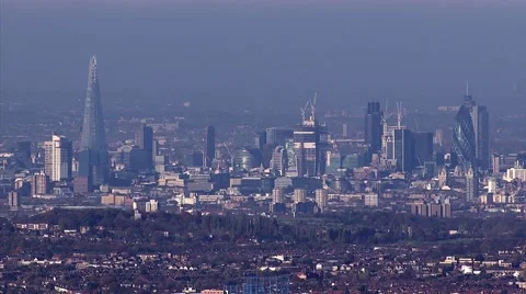 London Skyline: The Spike, The City from helicopter Stock Footage
