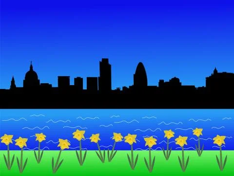 London skyline in springtime Stock Illustration