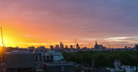 London skyline sunrise time lapse video dusk to day Stock Footage