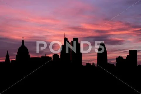London skyline at sunset illustration Stock Illustration