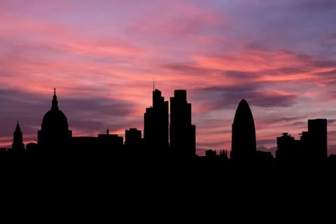 London skyline at sunset illustration Stock Illustration