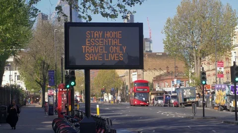 London stay home safety message on digital display during covid-19 pandemic Stock Footage