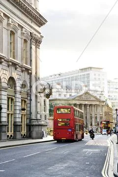 London street with view of royal exchange building Stock Photos