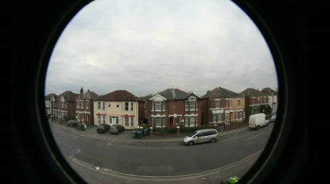 London Suburb Street Overcast Sky Stock Footage