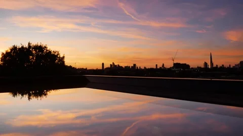London sunset reflected in a window Stock Footage 285078867