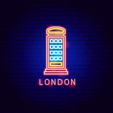 London Telephone Neon Label Stock Illustration