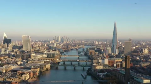 London - Thames flyover Stock Footage