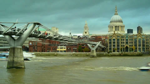 London Thames river side Stock Footage 33972661