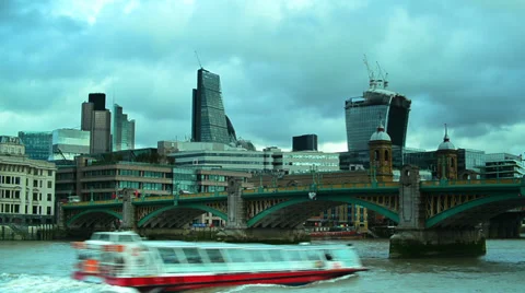 London Thames river side Stock Footage 33973957