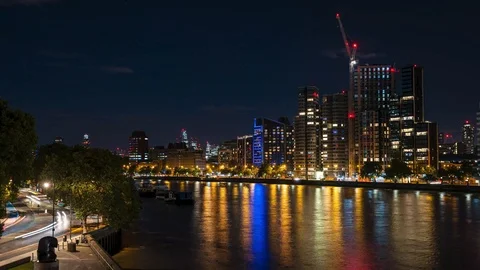 London Thames River Timelapse Stock Footage 113970037