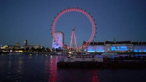 London Time-Lapse - London Eye by night - 4K Stock Footage