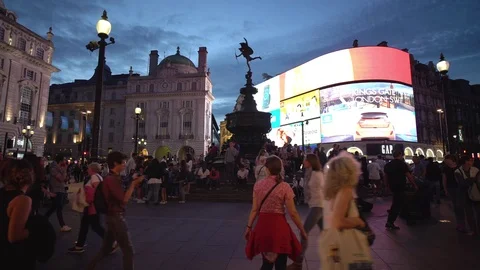 London Time-Lapse of Piccadilly Circus by night - 4K Stock Footage