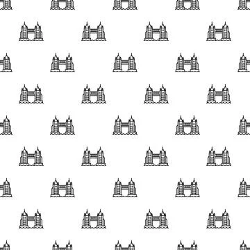 London tower bridge architectural pattern line icon seamless background Stock Illustration