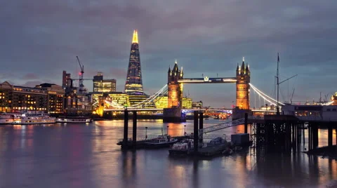 London Tower Bridge, Shard Stock Footage 44658942
