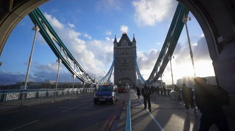 London Tower Bridge Sunset Stock Footage 57467399