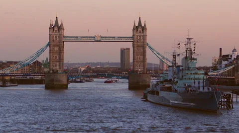 London Tower Bridge Time-Lapse Stock Footage 45589259