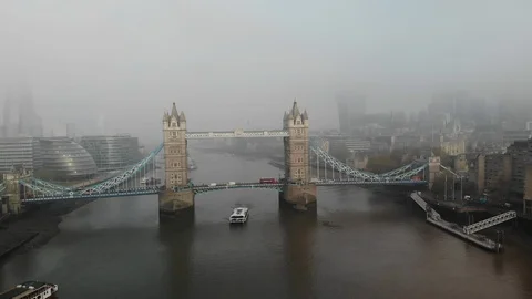 London Tower brige drone aero Stock Footage