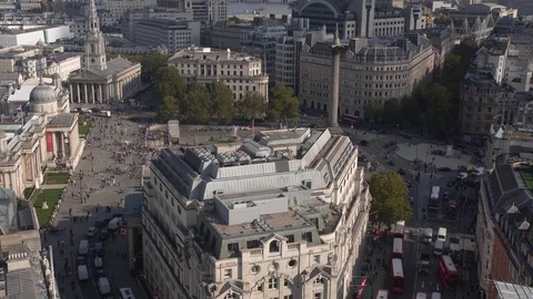 London Trafalgar Square Aerial Time Lapse With Traffic And People 4K Stock Footage